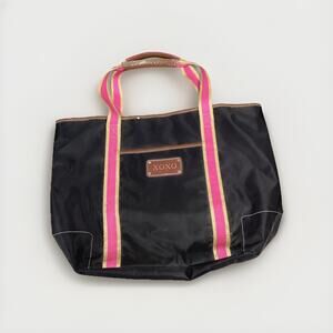 Vintage XOXO Pink Black Tote Bag - 18.5x14”